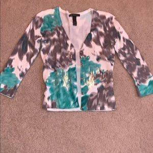 INC small tiedye sequin sweater cardigan